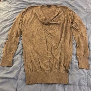 Ann Taylor Light Gray Drape Neck Sweater